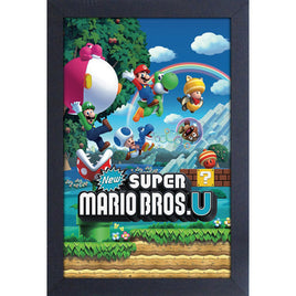 New Super Mario Bros U Wii U Game Cover 11" x 17" Framed Print