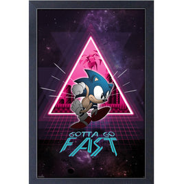 Sonic the Hedgehog Gotta Go Fast Neon 11" x 17" Framed Print