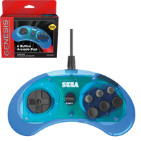 6-Button Arcade Pad (Blue) for Sega Genesis