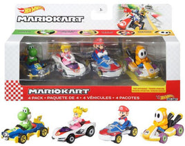 Hot Wheels Mario Kart 4 Pack (Yoshi, Princess Peach, Mario, Orange Shy Guy)