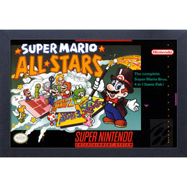 Super Mario All-Stars SNES Game Cover 11" x 17" Framed Print