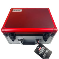 Aluminum 3-Row Graded Card Case with Key Lock System (Red/White)