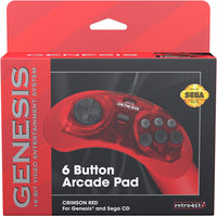 6-Button Arcade Pad (Red) for Sega Genesis