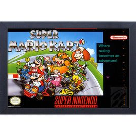 Super Mario Kart SNES Game Cover 11" x 17" Framed Print