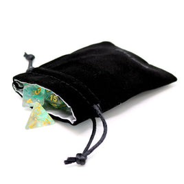 Small Velvet Dice Bag (Black w/ Silver Satin)