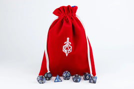 Large Velvet Dice Bag (Red w/ Blue Satin)