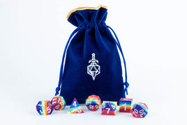 Small Velvet Dice Bag (Blue w/ Gold Satin)