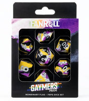 FanRoll Sharp Edge Silicone Rubber Gaymers Pride 16mm Dice Set (Nonbinary)