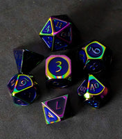 FanRoll Metal 16mm Dice Set (Rainbow w/ Blue Enamel)