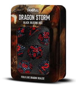 FanRoll Dragon Storm Silicone Polyhedral Dice Set (Black Dragon Scales)