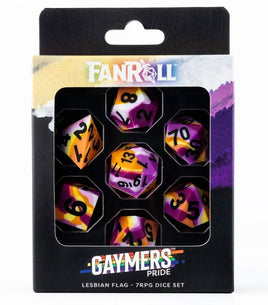 FanRoll Sharp Edge Silicone Rubber Gaymers Pride 16mm Dice Set (Lesbian)