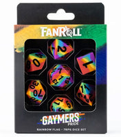 FanRoll Sharp Edge Silicone Rubber Gaymers Pride 16mm Dice Set (Rainbow Flag)