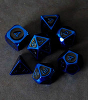 FanRoll Metal 16mm Dice Set (Blue w/ Black Enamel)