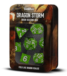 FanRoll Dragon Storm Silicone Polyhedral Dice Set (Green Dragon Scales)