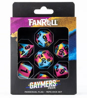 FanRoll Sharp Edge Silicone Rubber Gaymers Pride 16mm Dice Set (Pansexual)