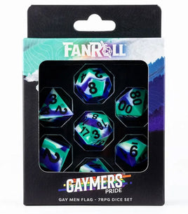 FanRoll Sharp Edge Silicone Rubber Gaymers Pride 16mm Dice Set (Gay Men)