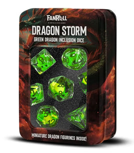 FanRoll Dragon Storm Resin Polyhedral Dice Set (Green Dragon)