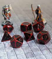 FanRoll Metal 16mm Dice Set (Red w/ Black Enamel)