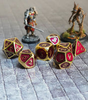 FanRoll Metal 16mm Dice Set (Gold w/ Purple Enamel)