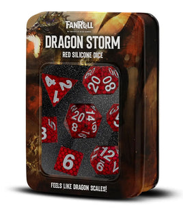 FanRoll Dragon Storm Silicone Polyhedral Dice Set (Red Dragon Scales)