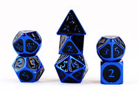 FanRoll Metal 16mm Dice Set (Blue w/ Black Enamel)