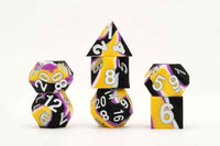 FanRoll Sharp Edge Silicone Rubber Gaymers Pride 16mm Dice Set (Nonbinary)