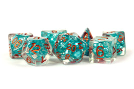 FanRoll Resin 16mm Dice Set (Pearl Teal w/ Copper Numbers)