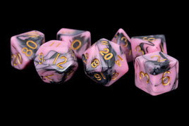 FanRoll Acrylic 16mm Polyhedral Dice Set (Pink/Black w/ Gold Numbers)