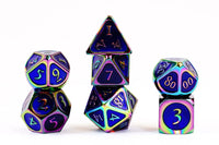 FanRoll Metal 16mm Dice Set (Rainbow w/ Blue Enamel)