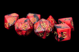 FanRoll Acrylic 16mm Polyhedral Dice Set (Red/Black w/ Gold Numbers)