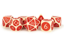 FanRoll Enamel Acrylic 16mm Polyhedral Dice Set (Ivory w/ Red Enamel)