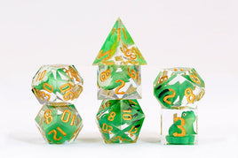 FanRoll Hand Crafted Sharp Edge Resin Dice Set (Frogs)