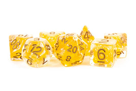 FanRoll Resin 16mm Dice Set (Pearl Citrine w/ Copper Numbers)