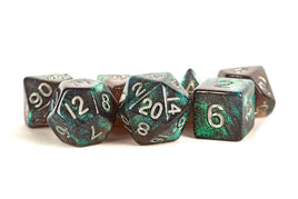 FanRoll Acrylic 16mm Polyhedral Dice Set (Stardust Gray w/ Silver Numbers)