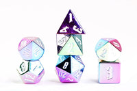 FanRoll Aluminum Plated Acrylic 16mm Polyhedral Dice Set (Rainbow Aegis w/ White Numbers)