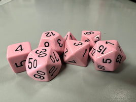 Chessex Dice Opaque Pastel Pink/Black 7-Die Set