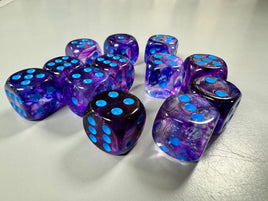 Chessex Dice Nebula Nocturnal/Blue Luminary D6 Block (12 dice)