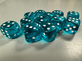 Chessex Dice Translucent Teal/White D6 Block (12 dice)