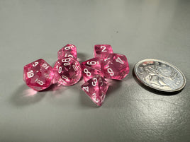 Chessex Mini Dice Translucent Pink/White 7-Die Set