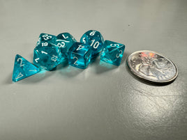 Chessex Mini Dice Translucent Teal/White 7-Die Set