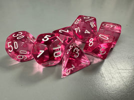 Chessex Dice Translucent Pink/White 7-Die Set