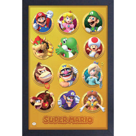 Super Mario Gold Character Group 11" x 17" Framed Print
