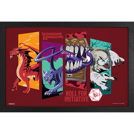 Dungeons & Dragons Character Panels Roll Initiative 11" x 17" Framed Print