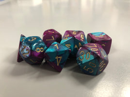 Chessex Dice Gemini Purple-Teal w/Gold 7-Die Set