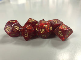 Chessex Dice Glitter Ruby Red/Gold 7-Die Set