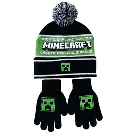 Minecraft Creeper Beanie and Glove Set