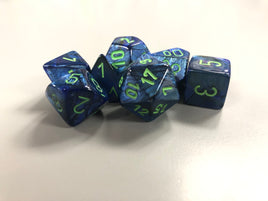 Chessex Dice Lustrous Dark Blue w/Green 7-Die Set