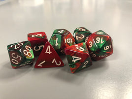 Chessex Dice Gemini Green-Red/White 7-Die Set