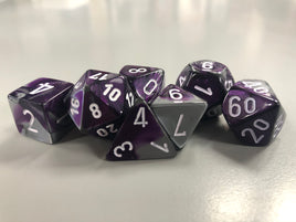 Chessex Dice Gemini Purple-Steel/White  7-Die Set