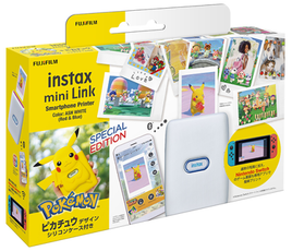 FUJIFILM instax Mini Link Smartphone Printer Bundle with Pikachu Silicone Case